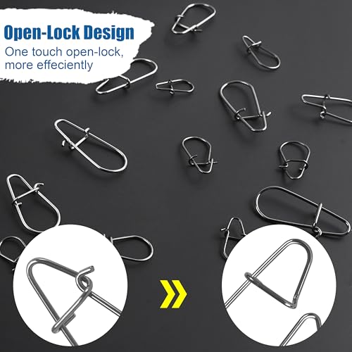 Crankbait Snaps Fishing Snap Clips,150pcs Duolock Fishing Snaps Quick Change Fishing Power Clips Fast Snaps Speed Clips for Fishing Lures Freshwater Saltwater Lure Snap Connector Tackle - size: 3#-150pcs