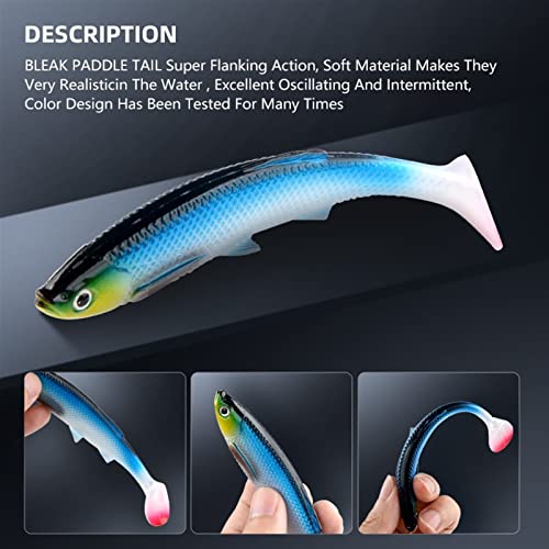 ZHENGYI 4pcs Paddle Tail 14.5g 120mm Fishing Soft Lures 3D Eyes T Tail Artificial Bait Plastic Pike Fishing Lures - color: A