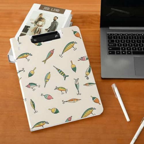 A4 Foldable Clipboard Folder with Double Clips Metal Clip, Pen Holder, 360 Degree Foldable Storage Clipboards Fishing Lures Binder File Folder for Office,Nursing,Work,