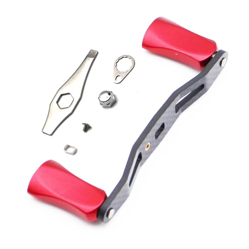Mr. Z 95mm Carbon Fiber Baitcasting Reel Handle Compatible for Abu Garcia Shimano Daiwa Light Weight Low Profile Casting Reel - color: Metal Red, size: Right-handed