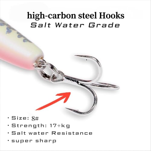 0.49oz/0.35oz Topwater Fishing Lures, 5 Pcs Fishing Lure Saltwater with Storage Box Jerkbait Crankbait Lures for Halibut & Striper Fishing Swimbait for Freshwater and Saltwater Bass Fishing - color: 14g