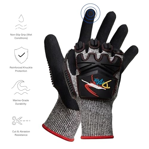 D Vein Lobster Diving Gloves, Cut & Puncture Resistant for Spearfishing - size: Medium