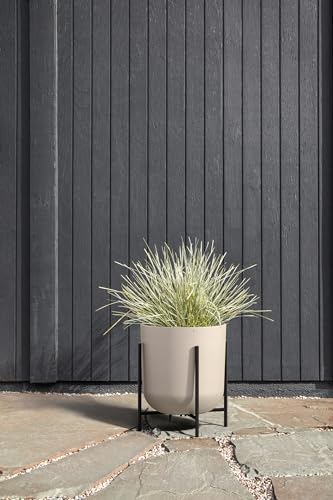 Veradek Mason Series Raised Lima Planter - Round Planter for Patio/Balcony | Plastic-Stone Composite w/Metal Plant Stand | Modern Décor for Plants