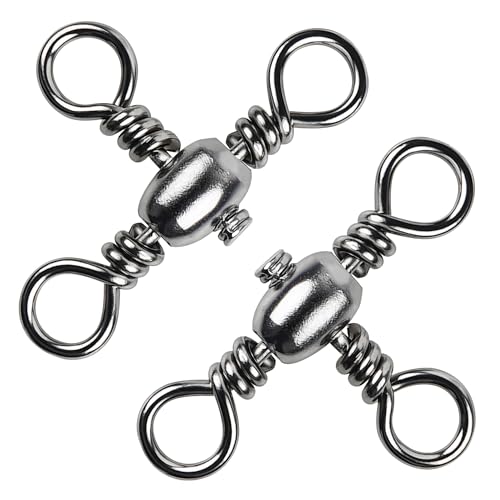 OROOTL 3 Way Swivel Fishing Tackle, 30 Pack Crossline Barrel Swivels Stainless Steel T-Turn Three Way Fishing Swivels Black Nickel Triple Swivel for Catfish Rig Saltwater Freshwater - size: 1#-30PCS