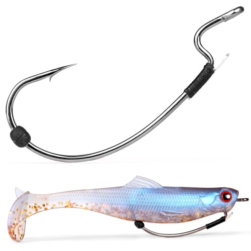 OJY&DOIIIY Offset EWG Worm Fishing Hook, Dual Anti-Slip Bait Keeper System Wide Gap Texas Rig Hook for Soft Plastic Baits 40/30-Pack 1/0 2/0 3/0 4/0 5/0 - size: 1/0 - 40Pack