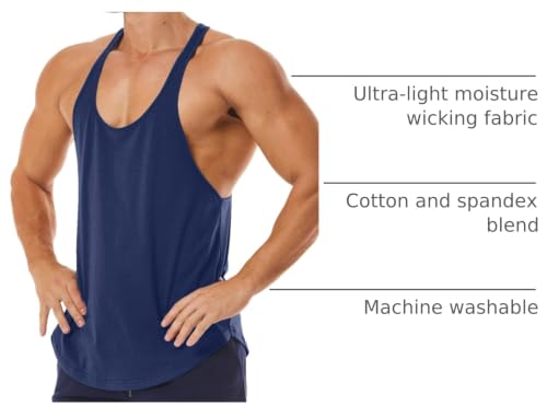Men's Workout Quick Dry Soft Gym Bodybuilding Stringer Tank Tops - color: Navy Blue, size: Medium