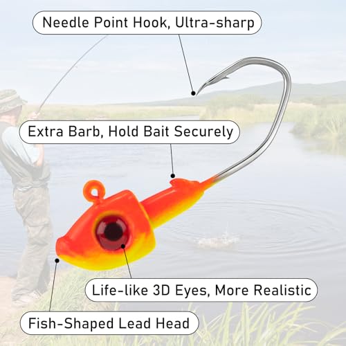 Dr.Fish 10 Pack Crappie Swimbait Jig Heads Freshwater Fishing Jig Minnow Style 3D Eyes Sickle Hook for Panfish Bluegill Bass Walleye Trout Fishing - color: White, size: 1/32oz-10 Pack