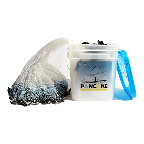 BasicGear Pancake Cast Net – Heavy-Duty 1.0+ lb/ft Weights, 4ft to 12ft Radius, Multiple Mesh Sizes, Pro Grade, Freshwater & Saltwater - size: 12ft Radius, style: 1.25 Lb, 1/4" Sq Mesh