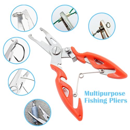 Small Fishing Pliers 2 Multi-Function Scissors Braid Cutters Lightweight Stainless Steel Fishing Tools Split Ring Opener Fish Gripper Hook Remover Gear Accessories