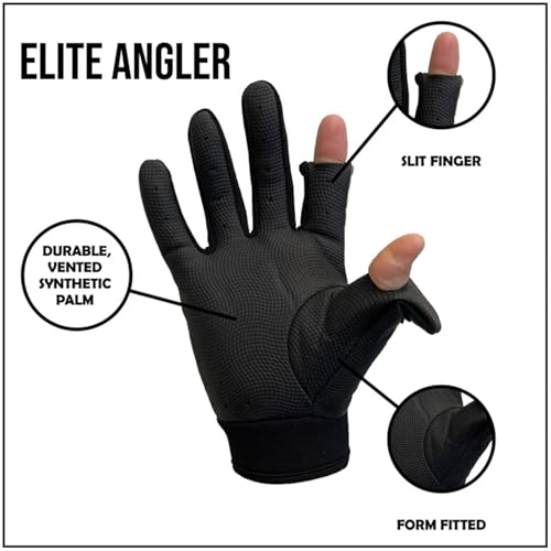 Glacier Glove Unisex Elite Angler Durable Outdoor Slit-Finger Gloves | Water-Resistant, Quick-Dry, Multi-Functional, Form-Fitted Handwear - size: Medium