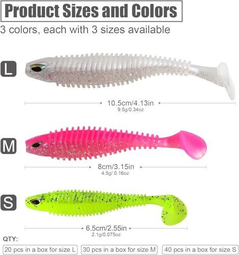 MAFIMOEA 40/30/25Pcs Paddle Tail Swim Baits Lures Fishing Soft Plastic Lure Kit for Bass Trout Walleye Crappie 6.5cm 7.5cm 10.5cm - color: Blue, size: 3.15IN/8CM - 30PCS