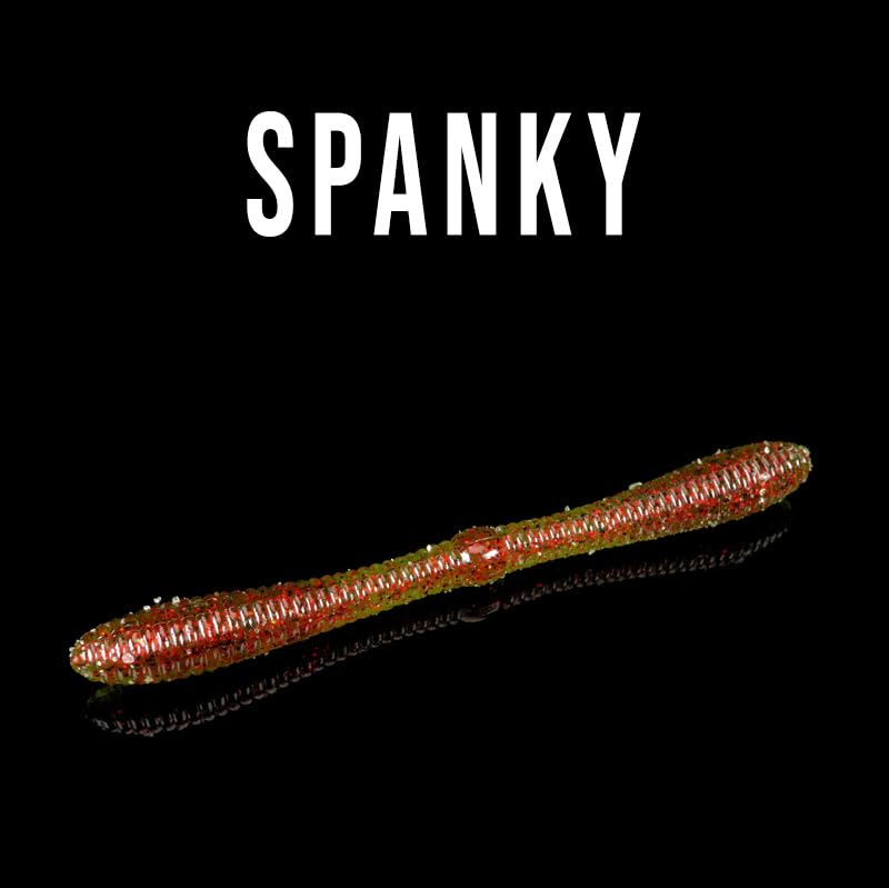Lunker City Fishing 5" Spanky Worm 3 Pack Bundle Soft Plastic Bass Lure Wacky Rig Salted Jigging Stick Bait, 21 Total Lures, Made in The USA - color: 24 Green Pumpkin