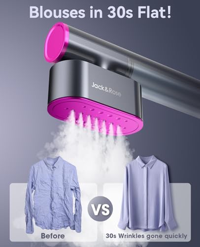 Jack ＆ Rose Travel Steamer for Clothes,100-220V Portable Iron,15s Heat Up,Steamer ＆ Iron 2 In 1, Travel Size,Large Ceramic Heat Panel,for Global and Europe