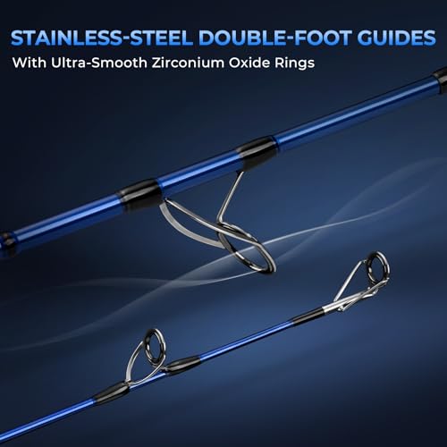 KastKing Kapstan Saltwater Spinning Rod, Boat & Surf Fishing Rod, Lightweight S-Curve Graphite Blanks, Stainless-Steel Double-Foot Guides, Aluminum/Graphite Locking Reel Seat, 2-Piece PTS Rod - style: Spin-6'6"-m-mf