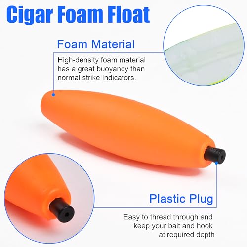 SILANON Peg Floats Fishing Bobbers,Foam Cigar Fishing Floats Bobbers Catfish Floats Slip Fishing Cork Bobbers with Pipe Plug for Catfish Santee Rig Freshwater Saltwater Fishing - size: 2.5 inch, style: Orange-30pcs