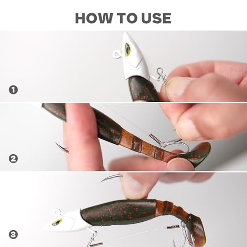 Stinger Hooks (12-Packs) for Jig Heads, Quick Snap #6/#8 Trailer Treble Hooks, 10#/40lbs Fluorocarbon Fishing Line - Walleye, Bass - size: 4" - 6# hook