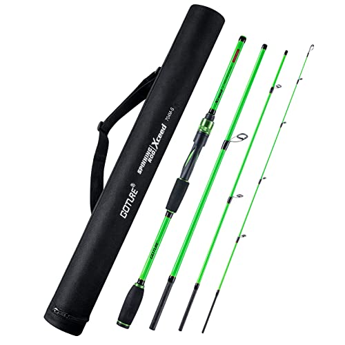 Goture 4-Piece Travel Carbon Fishing Rod M/MH Action 6.6-12ft Multi-Colors | Goture multi-spec travel fishing rods adopt upgraded high-grade carbon fiber blank with premium Fuji line guides - color: Green, size: Spinning/7'-Moderate-Fast/Medium