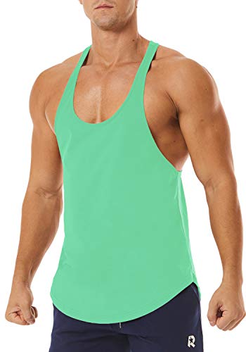 Men's Workout Quick Dry Soft Gym Bodybuilding Stringer Tank Tops - color: Mint Green, size: Large