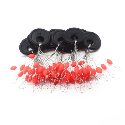 6 in 1 Fishing Bobber Stopper,Soft Silicone Float Sinker Stops,100Pcs Cylinder,Oval Float Stop Stoppers… - color: Red-Oval, size: Medium