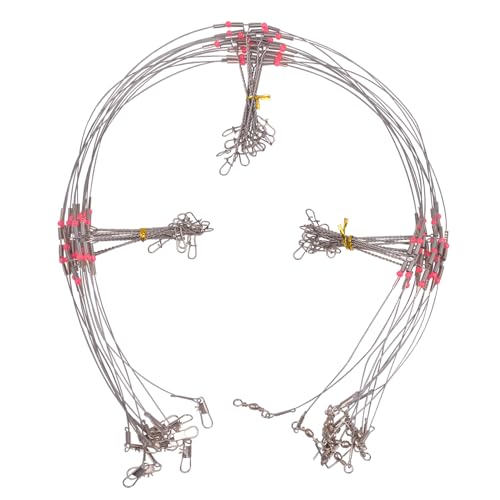 Fishing Leader Saltwater Freshwater,Stainless Steel Fish Rig with Swivel Snap Beads Connector Lure Bait and Hooks Fish Trace Lure Steel Wire Fishing Tackle Kit - color: 3arm 24pack