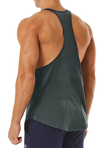 Men's Workout Quick Dry Soft Gym Bodybuilding Stringer Tank Tops - color: Gray, size: Large