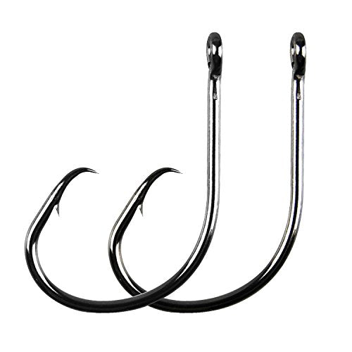 Inline Circle Hooks Saltwater, 100pcs Saltwater Fishing Hooks High Carbon Steel Fish Hook Straight Eye Octopus Hook for Catfish - size: 100PCS 7/0