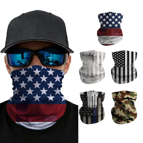Summer Cooling Neck Gaiter UV 50+ Sun Protection Breathable Mesh Face Mask - color: 5pcs-flag-4