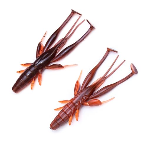 8pcs Soft Crawfish Baits Artificial Baits Floating Shrimp Lobster Baits Crayfishs Lure Swimbait Elastic Simulation Baits - color: dark brown 5