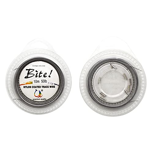 5LB-280LB 7 Strands Stainless Steel Wire Leader Nylon Coated-32.8ft Fishing Leader with 10pcs Crimp Sleeves - color: Silver with spool, size: 30LB