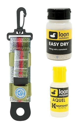 Loon Outdoors Aquel and Easy Dry Dry Fly Floatant with Kingfisher Combo Holder - color: Rainbow Trout