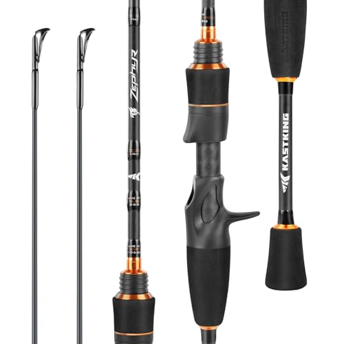 KastKing Zephyr Finesse Fishing Rods – BFS Baitcasting & Spinning Rods, IM6 Graphite, Extra Twin-Tip, 2pc & 3pc Travel Design, Ultra-Light Lure Casting, Stainless Steel Guides with Zirconium Rings - size: 7'3"- ML- Fast (3pcs+ Extra Tip), style: Bait Fine