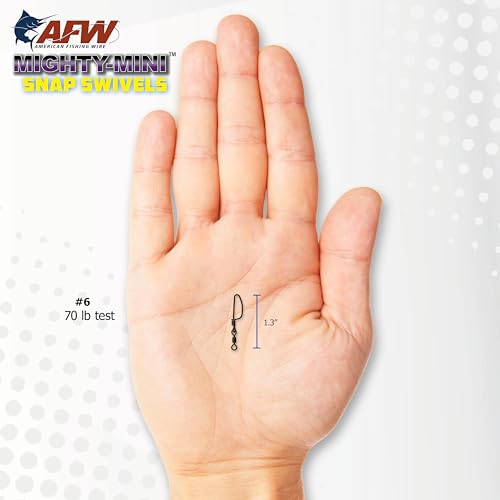American Fishing Wire Fishing Swivels - Mighty Mini 100% Stainless Steel Snap Crane Swivels, 3X Stronger Than Brass, For Terminal Tackle Box, Up to 600lb Test - Fishing Gear for Fishing Line Leaders - style: #5, 120 Lb, 50 Pc