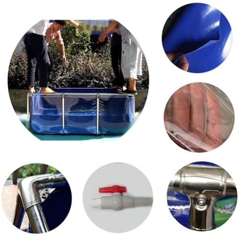 Flexible PVC Fish Breeding Water Tank with Steel Frame, Aquatic Pets Pool, Backyard Pond, Clear Viewing Window, Easy Assembly, 50x40x30cm - Ideal for Fish Lovers