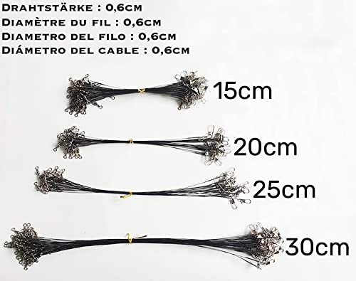 50pcs Fishing Wire Leaders Nylon-Coated Fishing Line Trace Lure Leaders with Swivels and Snaps Stainless Steel Fishing Tackle Leaders Tackle - color: Silver, size: 6inch 50PCS