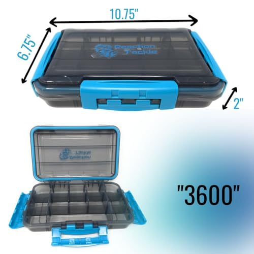 Reaction Tackle Premium Tackle Trays, Water Resistant Fishing Tackle Box Organizers with Triple Clip Closure, Removable Dividers and Clear View Design - 3600 (2-Pack) - size: 3600 (2-Pack)
