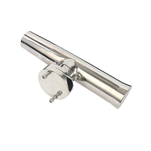 Amarine Made 2Pcs Fishing Rod Holder, Stainless Tournament Style Clamp on Rod Holder, Rail Mount Fishing Pole Holder for Rails 1-1/4" to 2"