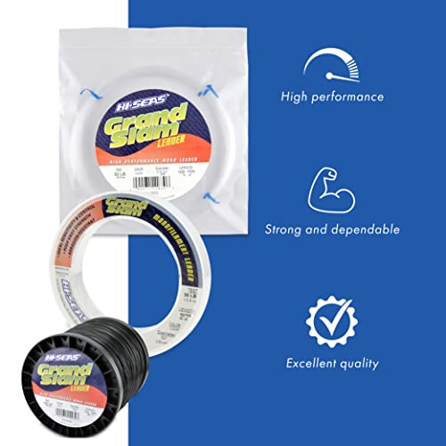 HI-SEAS Grand Slam Monofilament Fishing Leader - Superior Strong Clear Black, for Freshwater & Saltwater Big Game Bottom Fishing, Trolling - color: Clear, style: 100 Yd, 80 Lb, .035 in / 0.90 Mm