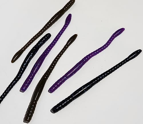Floating Worm 10 Per Pack 6 Inch Scented Bass, Walleye and More - color: Junebug