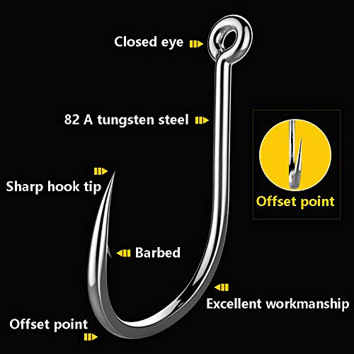 Dyxssm 150pcs/lot Circle Fishing Hooks Extra Strength Octopus Barb Fishing Hook with Offset Ponit - size: 1/0# (150pcs)