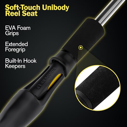 Next 1 Freshwater Bass Fishing Rod, Casting, Graphite Blank | 6 Casting Rod Models: For Topwater, Jig, Frog & Crankbait, 8-30 lb, 1/8-1.5 oz, 20/30-Ton Graphite, SeaGuide Zirconia Guides - color: Yellow, size: 7'4" MH, FAST