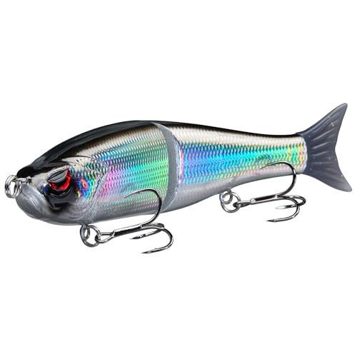 Bassdash SwimShad Glide Baits Jointed Swimbait Bass Pike Salmon Trout Muskie Fishing Lure - color: Black/Silver, size: 4.5in/0.65oz