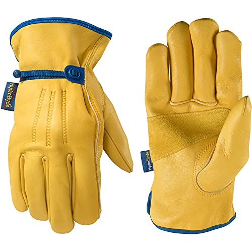 Wells Lamont Men's Adjustable HydraHyde Leather Work Gloves – Water-Resistant, Breathable, Durable – Ideal for Gardening, Landscaping, Ranching – Heavy Duty Leather Work Gloves – Saddletan, X-Large - size: X-Large (Pack of 1), style: Adjustable
