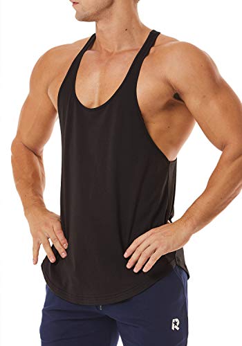 Men's Workout Quick Dry Soft Gym Bodybuilding Stringer Tank Tops - color: Black, size: Medium