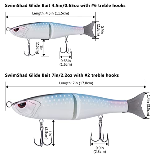 Bassdash SwimShad Glide Baits Jointed Swimbait Bass Pike Salmon Trout Muskie Fishing Lure - color: Scales, size: 4.5in/0.65oz