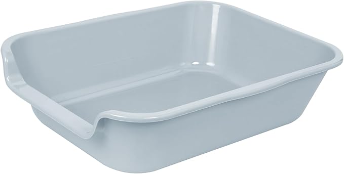 2 Pack of Extra Large Cat Litter Box (ABS Material), Low Entry Senior Litter Pen for Geriatric Kitty Big Cats, Jumbo Pet Safe Litter Boxes Tray for Indoor Pets Potty (Gray, 20" L x 15.5" W)