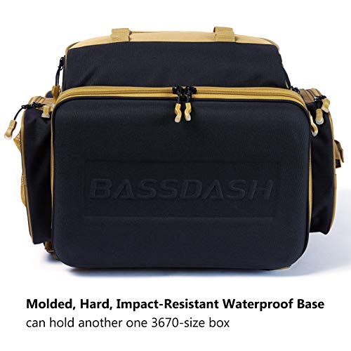 BASSDASH Fishing Tackle Backpack Water Resistant Tactical Bag Soft Tackle Box with Rod Holder and Protective Rain Cover - color: British Khaki Backpack [3670] Without Trays