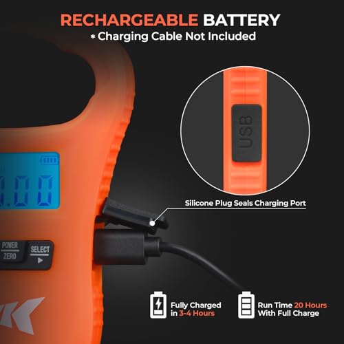 KastKing ToughTide Fishing Scale, USB Charging, 65lb Capacity, Ultra-Thin Digital Fish Scale, LCD Display, Ergonomic Handle, Fish Scales Digital Weight, Fishing Accessories for Men - color: D: Orange Combo