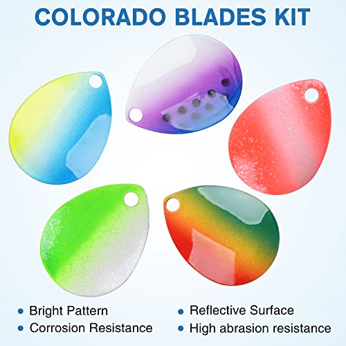 35pcs Fishing Spinner Blades Colorful Colorado Blades Kit Lure Making Supplies Easy Spin Fishing Spoons for DIY Inline Spinner Spinnerbaits Walleye Rig Freshwater Saltwater - color: Blue & Yellow