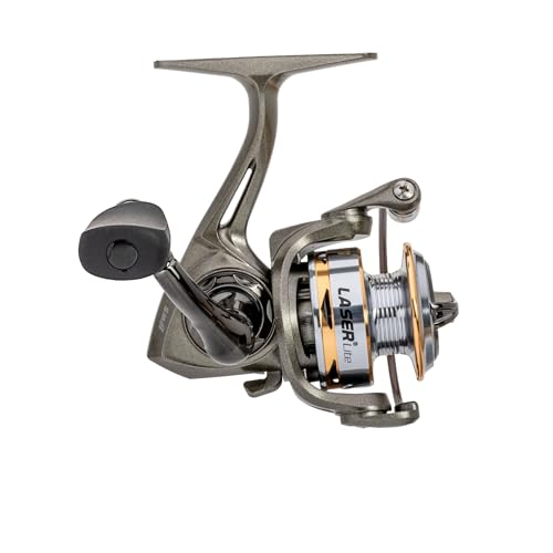 Lew's Laser Lite Spinning Fishing Reel, 6+1 Bearings, Graphite Frame and Sideplate, Speed Lube, Multi-Disc Drag - size: 75 (Clam Packaging)