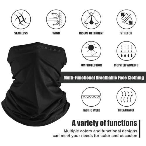 Geyoga Summer UV Protection Cooling Neck Gaiter | Sunscreen Breathable Face Scarf Bandana Mask Neck Gaiter for Outdoor Fishing Hiking Camping - color: Black